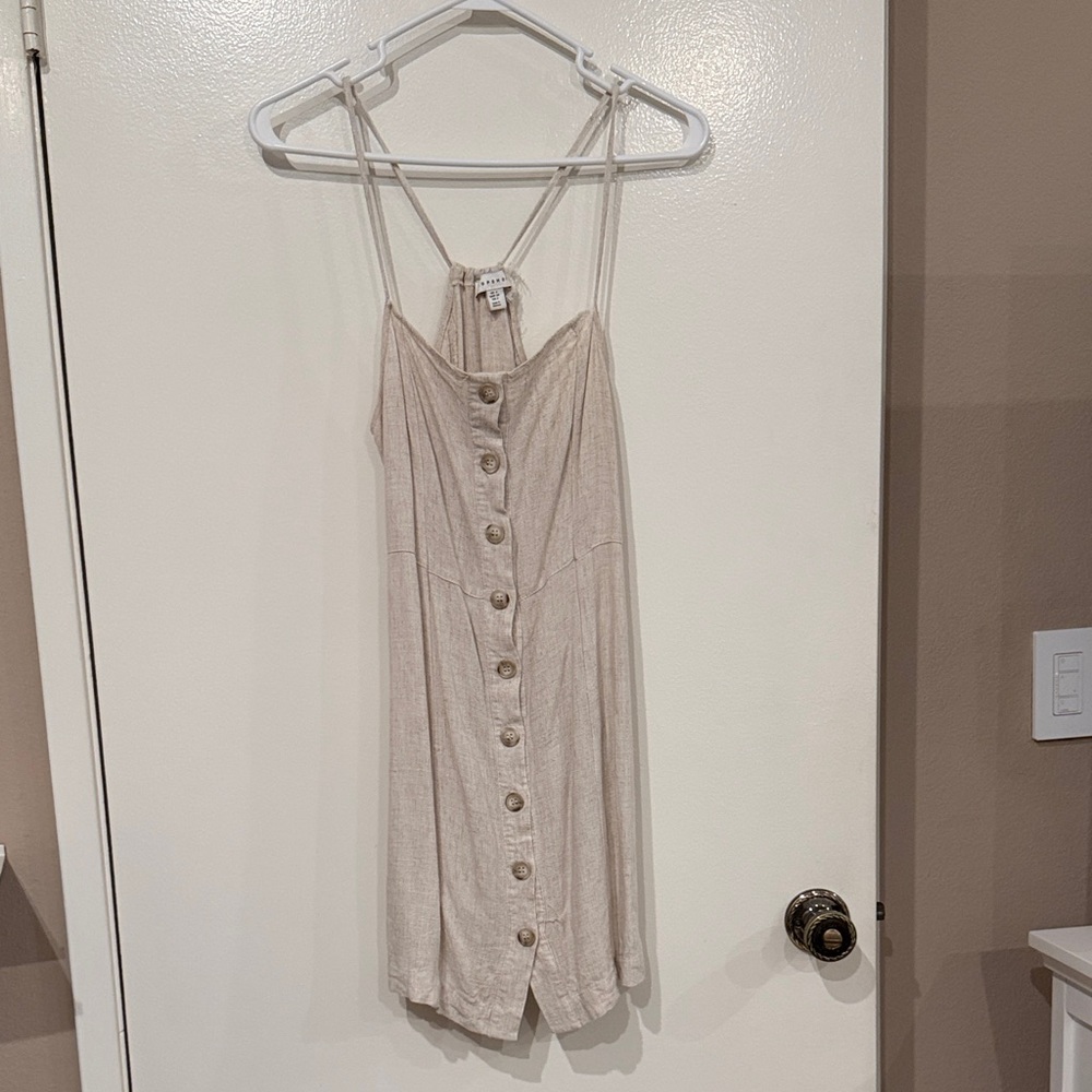 Topshop Beige linen Strappy Dress